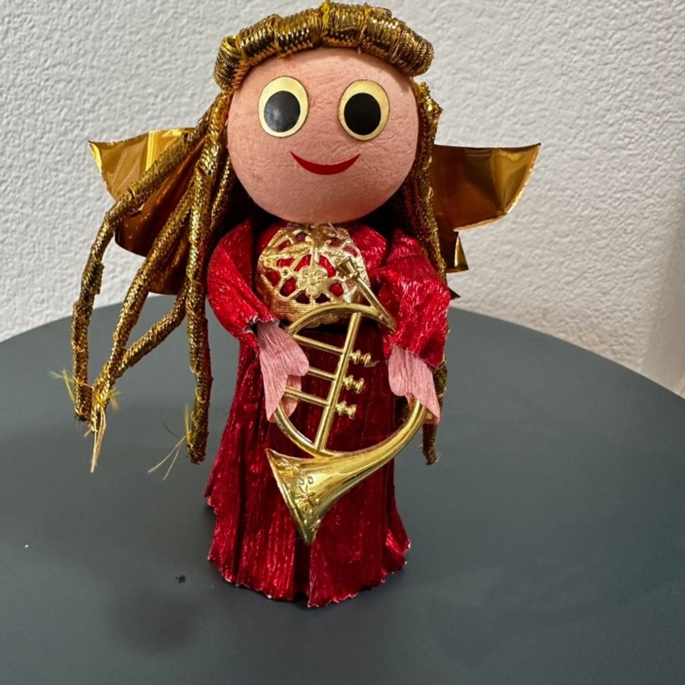Vintage Felix Daetwyler Zurich Angel Ornament Horn Player Christmas Decoration